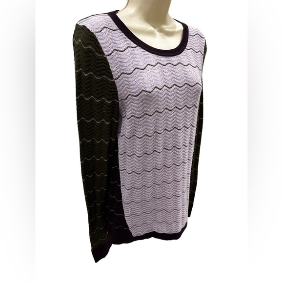 Etcetera Zig Zag Cashmere Blend Sweater Purple Green - Picture 5 of 6